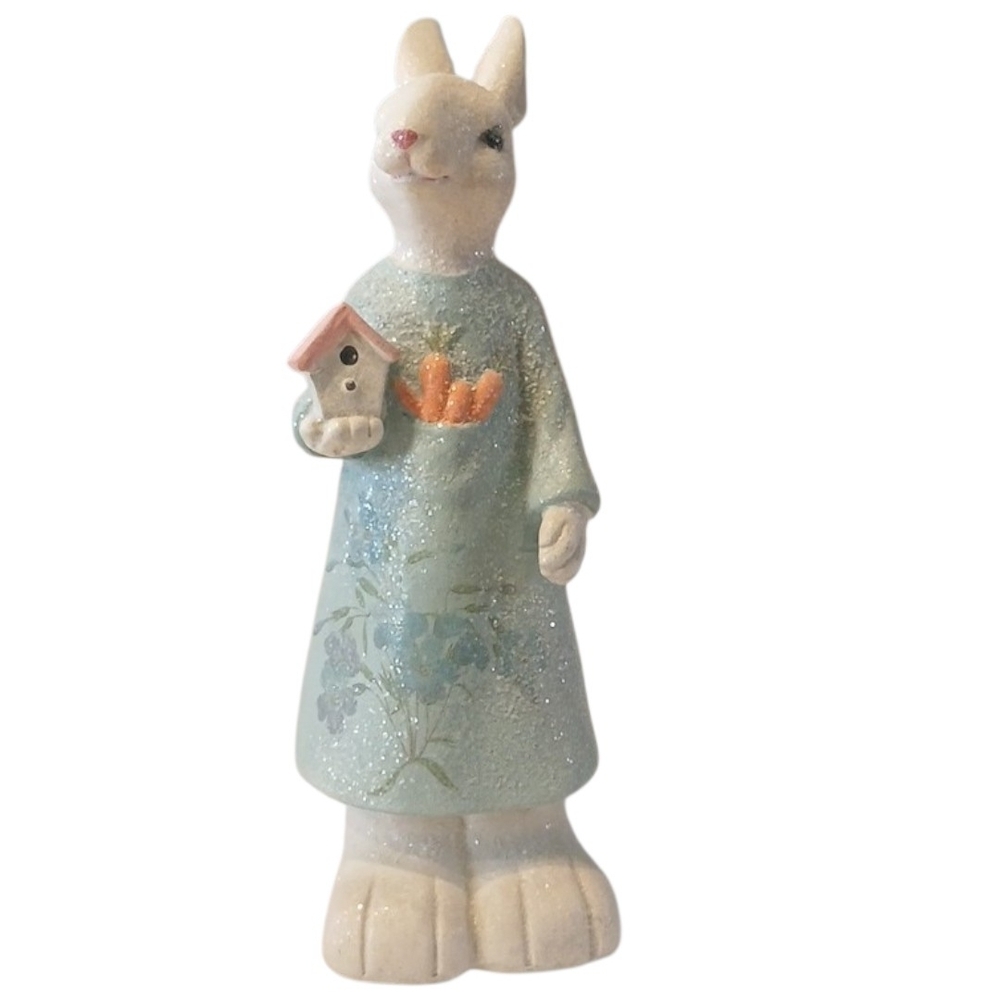 🌷 Bunny Figurine with Birdhouse
